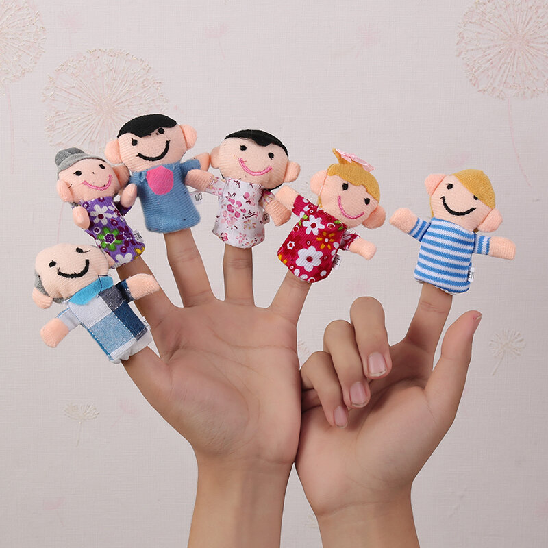 6-12Pcs Baby Knuffel Cartoon Dier Familie Finger Puppet Rollenspel Vertellen Verhaal Doek Pop Educatief Speelgoed voor Kinderen Kids