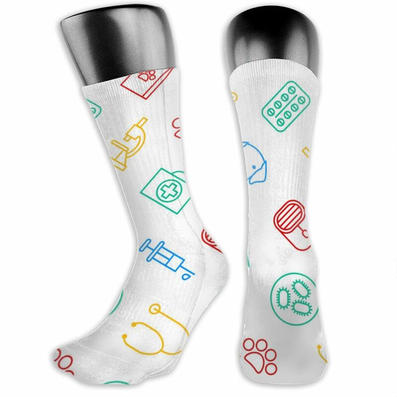 NOISYDESIGNS Männer Frauen Winter Socken Tierarzt Muster Mid Lange Socken Lustige Gedruckt Weiß Trendy Socken Für Frauen