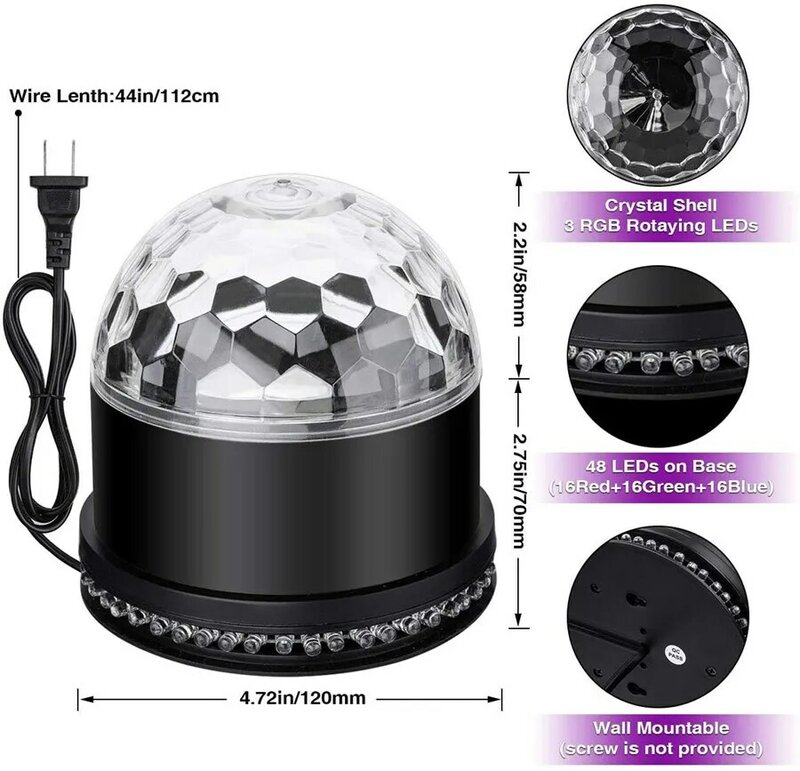 Mini Rgb 5W Crystal Magic Ball Led Stage Lamp Geluid Actived Auto Dj Ktv Disco Laser Podium Effect Licht party Kerstverlichting