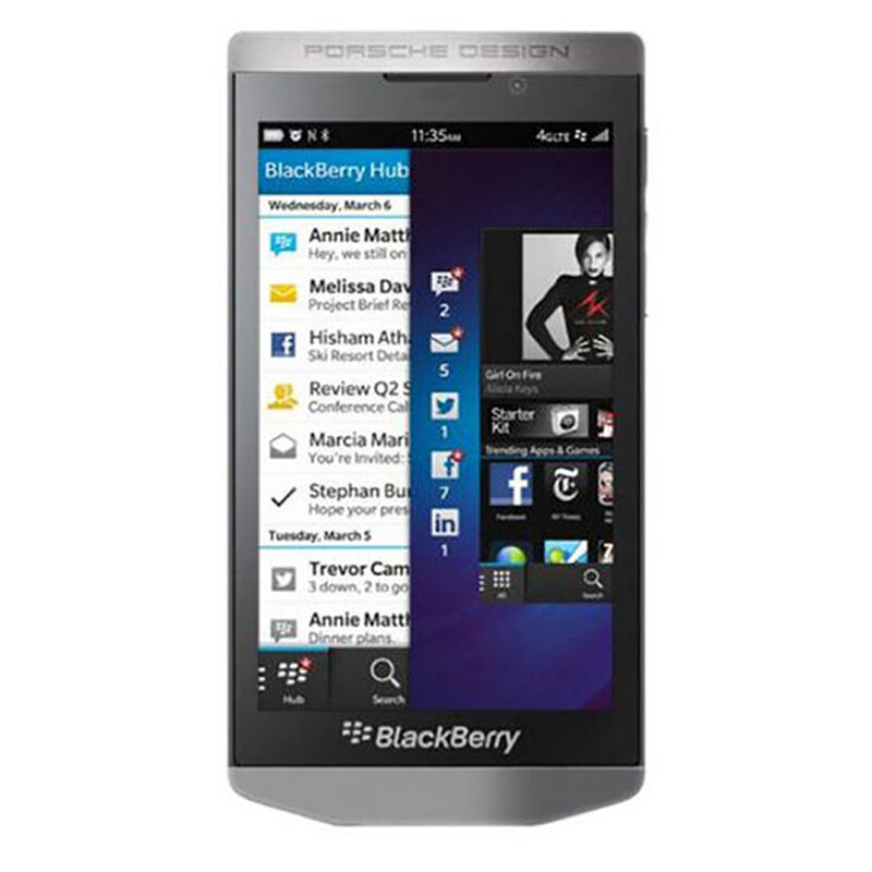 Оригинальный мобильный телефон BlackBerry Porsche Design P'9982, 4G, 4,2 дюйма, 2 Гб ОЗУ, 64 Гб ПЗУ, сотовый телефон с двухъядерным процессором 8 Мп + 2 МП, смартфон на базе Android