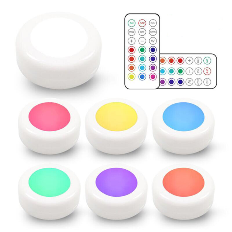 AIBOO – lumière LED RGB à batterie pour armoire, lumière de couleur réglable sous étagère, éclairage de comptoir de cuisine, télécommande veilleuse