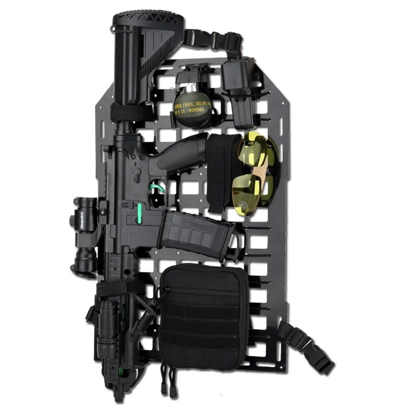 Organizer per sedile posteriore con portapacchi caratteristica sedile tattico dietro supporto per pistola copertura del pannello Molle custodia per seggiolino auto Paintball universale