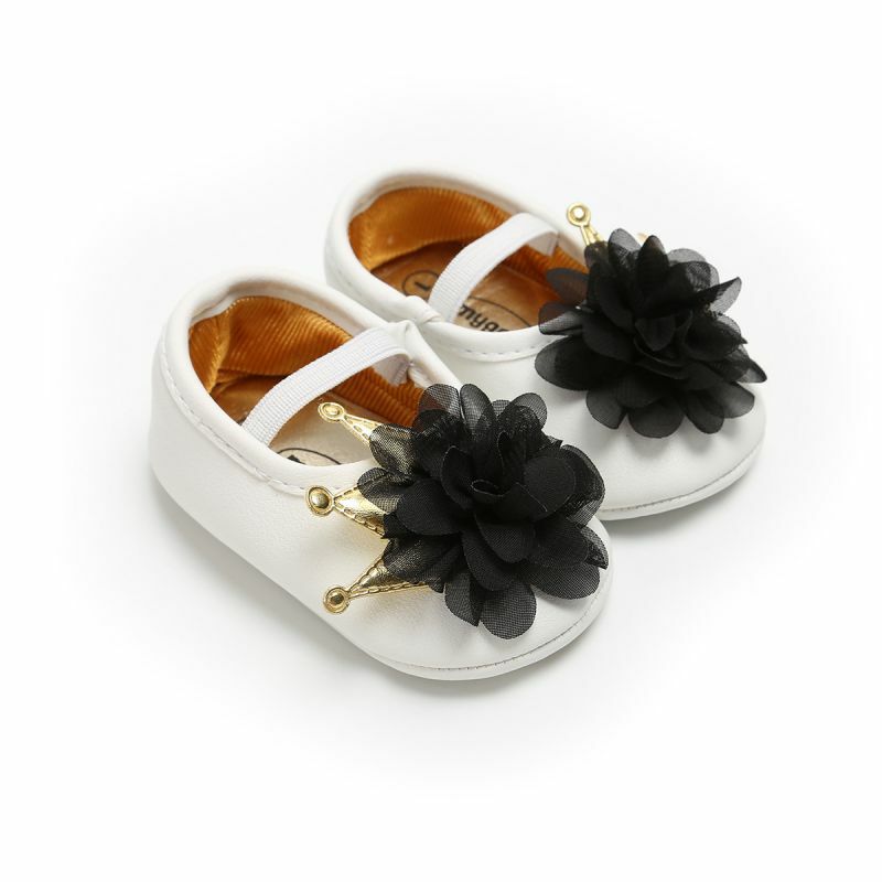 Autunno PU infantile scarpe da principessa corona di fiori scarpe da bambina neonato scarpe con fondo morbido scarpe da passeggio primi camminatori
