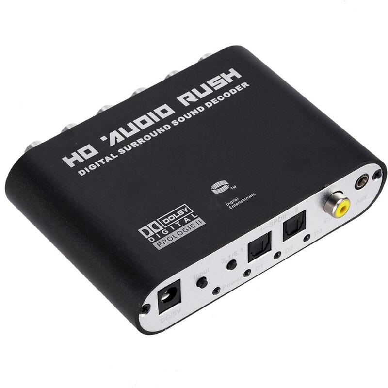 Digital to Analog 5.1 channel Stereo AC3 Audio Converter Optical SPDIF Coaxial AUX 3.5mm to 6 RCA Sound Decoder Amplifier