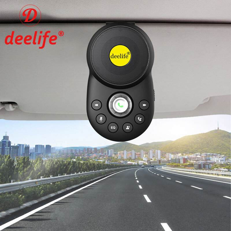 Deelife-Kit de manos libres con Bluetooth para coche, altavoz con visera solar, inalámbrico, manos libres