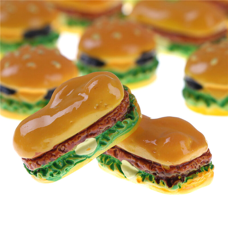 2 PCS Mini Hamburger Miniatur Makanan Figurine Anime Action Figures, Mainan untuk Home Garden Decor DIY Aksesoris