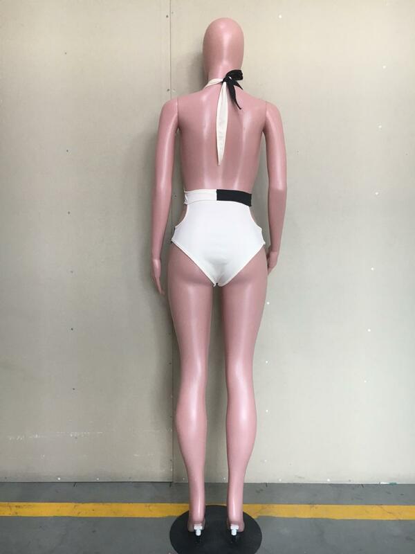 BKLD 2019 Rompers ผู้หญิง Jumpsuit ใหม่เซ็กซี่ลึก V-Neck Halter สั้น Jumpsuits Beach Party Backless Bodysuits ผู้หญิง
