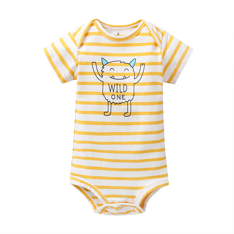 การ์ตูนมอนสเตอร์ทารก Bodysuit ทารกแรกเกิดเด็กเสื้อผ้าใหม่เกิดแขนสั้น Onesie ฝ้าย Unsisex Body เสื้อผ้า2021 5ชิ้...