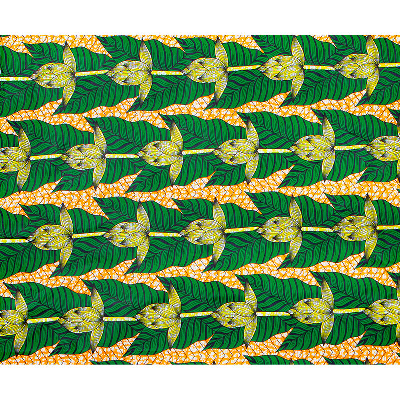 Tissu africain en cire verte pour femmes, 2021 Polyester, imprimé floral, respectueux de la peau, Ankara, 100%
