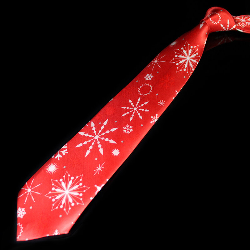男性用のプリントされた赤いクリスマスネクタイ,クリスマスプレゼント,雪だるま,クリスマスツリー,ノベルティ