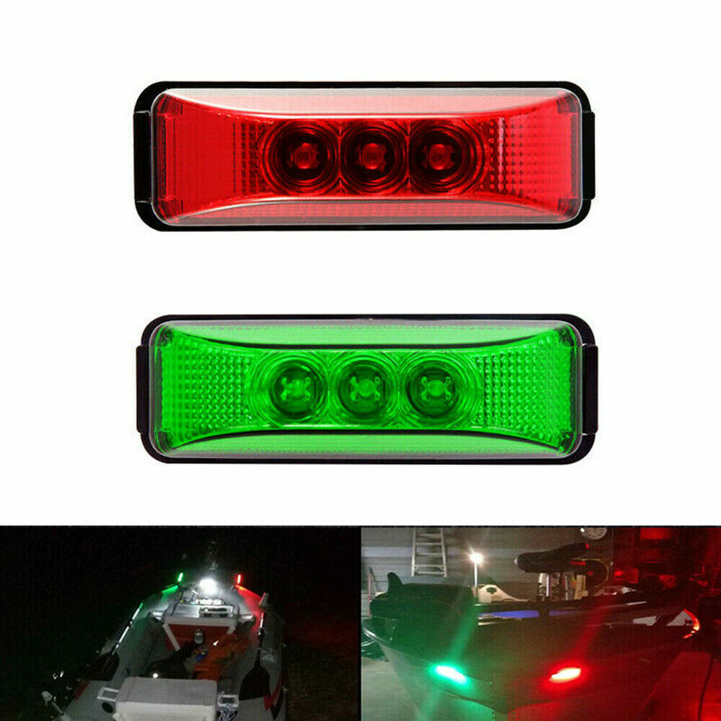 Luz ovalada roja + luces de estribor de popa verde cubierta 12V luces de pontón de arco
