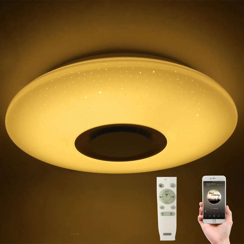 Luminária led redonda para teto novo-60w, rgb, luminária regulável para teto, bluetooth e alto-falante mudando luz