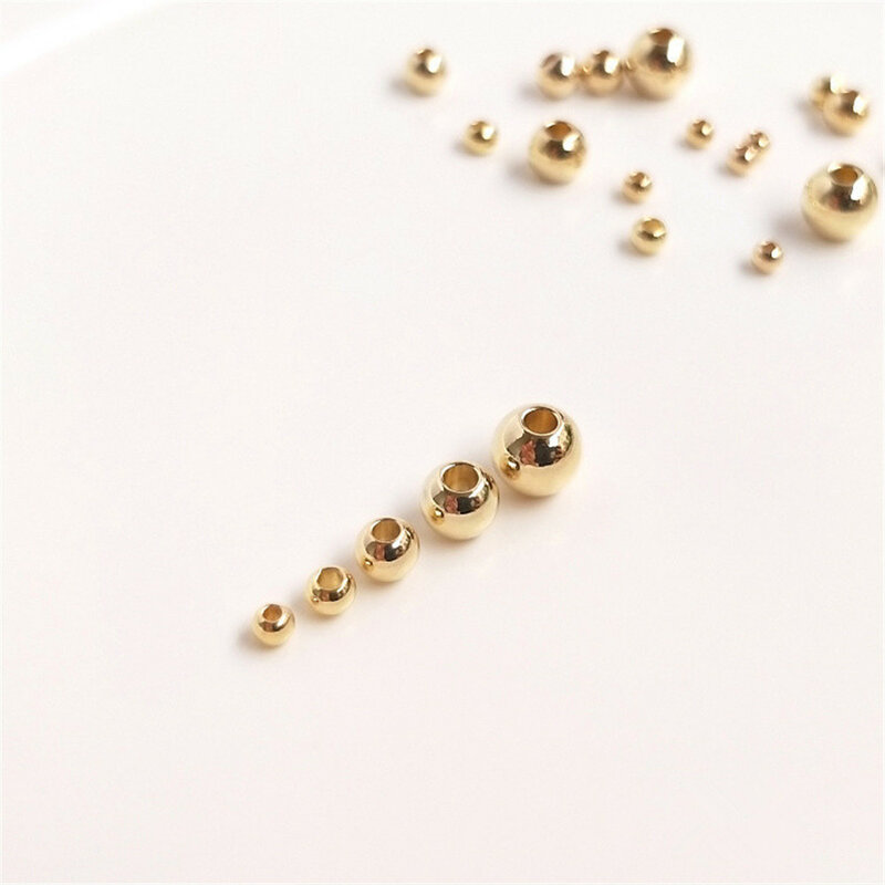 10pcs 2.5/3/4mm14K Gold Plated Round beads loose beads DIY bracelet first jewelry handmade beaded material accessories