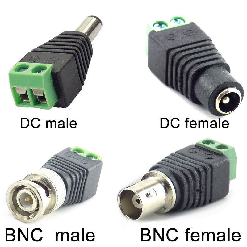 2/5/10 قطعة 12V DC BNC الذكور الإناث موصل اقناع CAT5 فيديو Balun محول التوصيل ل Led قطاع أضواء CCTV كاميرا الملحقات