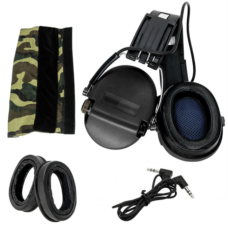 MSASordin-auriculares tácticos de protección auditiva con cancelación de ruido (BK), diadema de lona de camuflaje + orejeras de silicona