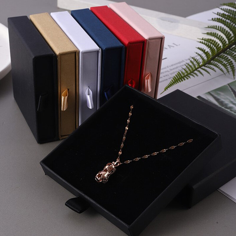 Optique-Boîte à bijoux en papier kraft, carte de vministériels x pour collier, bracelet, bague, présentoir cadeau, boîtes d'emballage en carton, 1 pièce