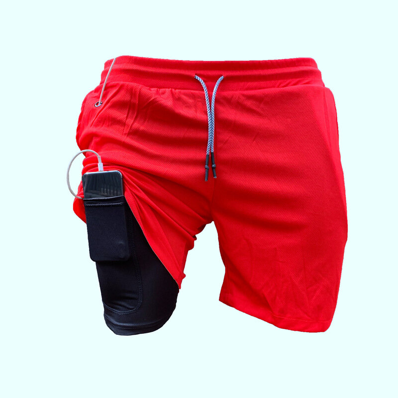 Pantalones cortos para correr para hombre, 2 en 1, entrenamiento, gimnasio, Fitness, Jogging, verano, novedad de 2024