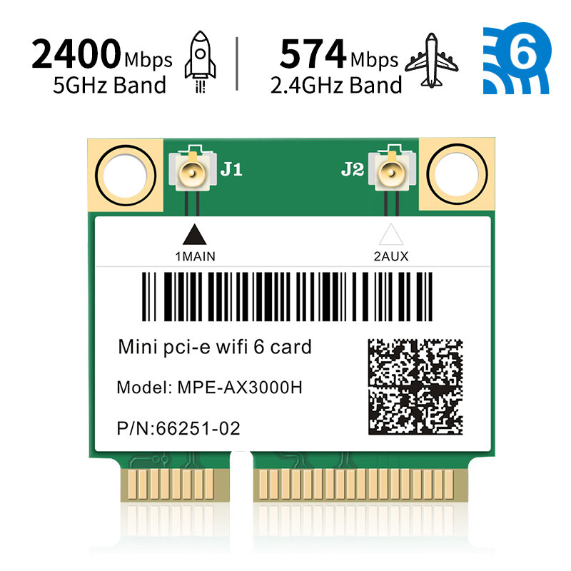 3000Mbps Wifi 6 무선 어댑터 미니 PCI-E 카드 블루투스 5.0 노트북 Wlan Wifi 카드 802.11ax/ac 2.4G/5Ghz MU-MIMO Windows 10