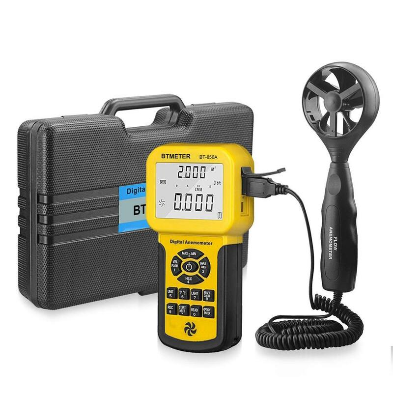 Anémomètre numérique Pro CFM, mesure la vitesse du vent, le flux, le testeur de température du vent, pour HVAC, avec USB, BT-856A