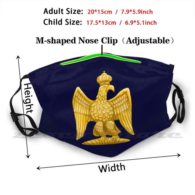 Máscara de filtro Pm2.5 de águila Imperial, mascarilla de color azul, lavable, personalizada, águila Napoleón francesa