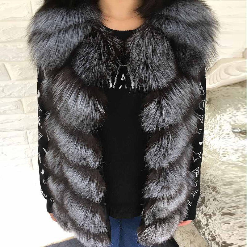 2020 Winter Frauen Kleidung der Natürliche Fuchs Pelz Mantel 100% Echt Fox Pelz Weste Jacke Park Parker Warm halten