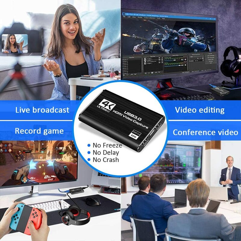 Tarjeta de captura de Audio y vídeo 4K HDMI a USB 3,0, dispositivo grabador de juegos de Streaming en vivo, 1080P, 60fps, para PS4