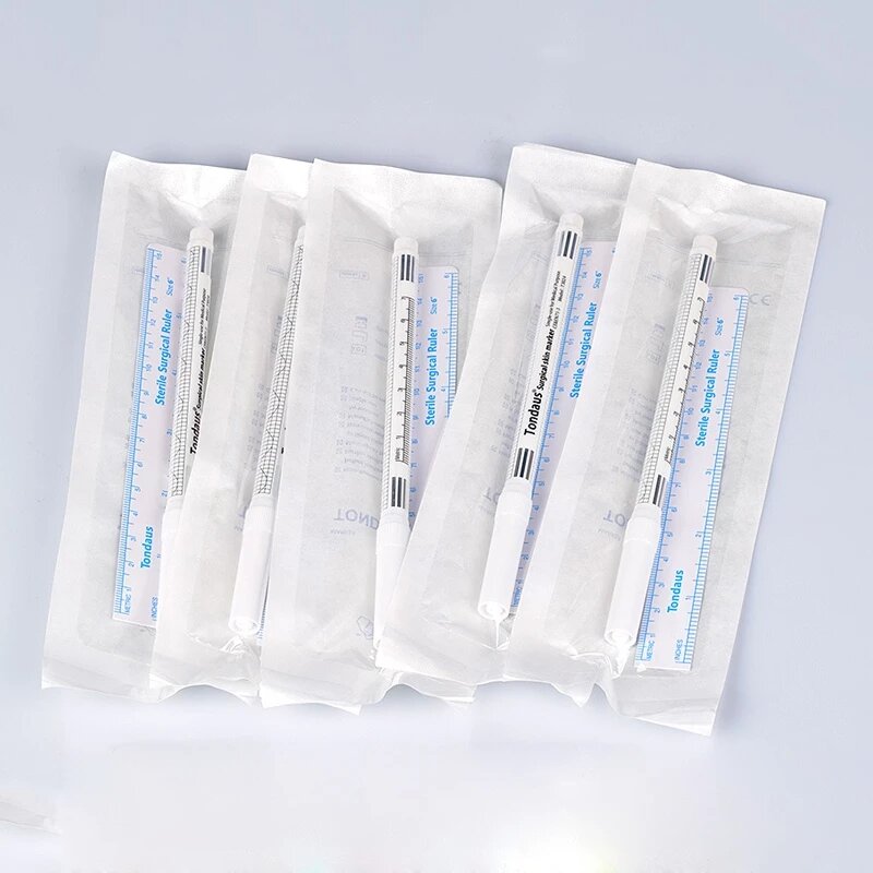 White Sobrancelha Skin Marker Pen, Acessório cirúrgico com régua de medição, Microblading Pointer