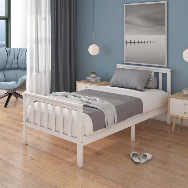Panana Bedroom Furniture Single Bed in White 3ft Wooden Bed Frame  Solid Pine Extended Warranty Ship to Europe Fast Delivery