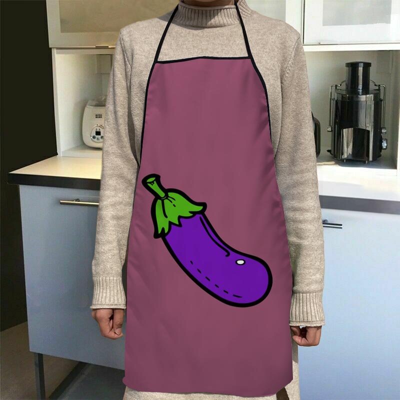 New Vegetable Purple Eggplant Apron Kitchen Aprons For Women Oxford Fabric Cleaning Pinafore Home Cooking Accessories Apron 0816