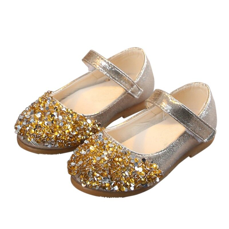 Girls Leather Shoes For PU Wild Princess Shoes Summer Girls Party Breathable Children Lithe Shoes For Toddler Golden Silver Pink