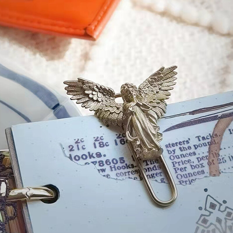 Ins clipe de anjo de bronze do vintage estilo europeu marcadores moda diário decoração planejador clipe bonito papelaria