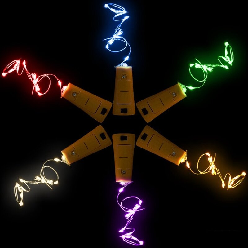 Tira de luces LED con forma de corcho para decoración de fiestas, lámparas de tapón de botella de vino, 10 piezas, 1M, 2M