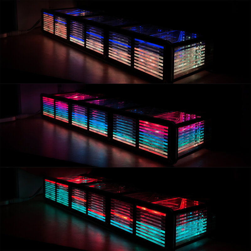 Tamanho grande Analógico Desktop Clock, Glow Tube, Música Spectrum Analyzer, Full Color LED Rainbow, Kit DIY, Clássico, Novo