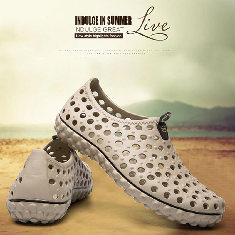 Zapatos acuáticos transpirables para exteriores y playa, sandalias de secado rápido con agujeros de EVA para hombre, zapatillas ligeras para jardín