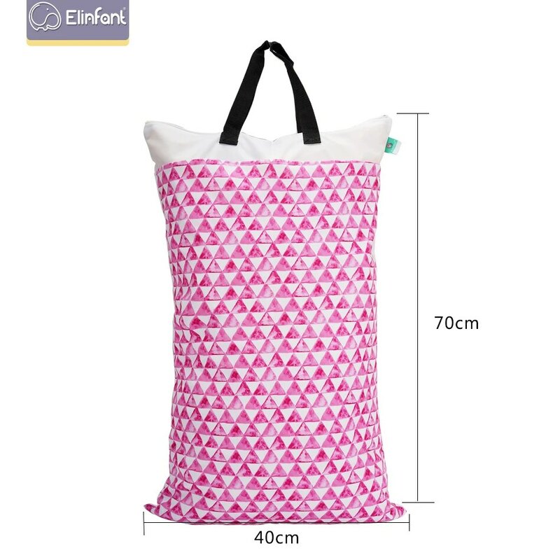 Elinfant – grand sac à langer étanche, 40x70cm, pour couches, linge, linge, humide ou sec, avec deux fermetures éclair