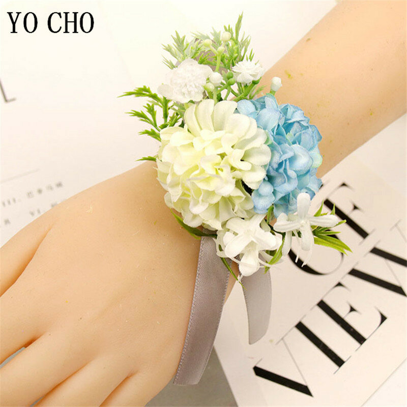 YO CHO свадебная бутоньерка для жениха, подружки невесты, браслет из искусственного шелка, цветок на удачу, аксессуары для корсажа