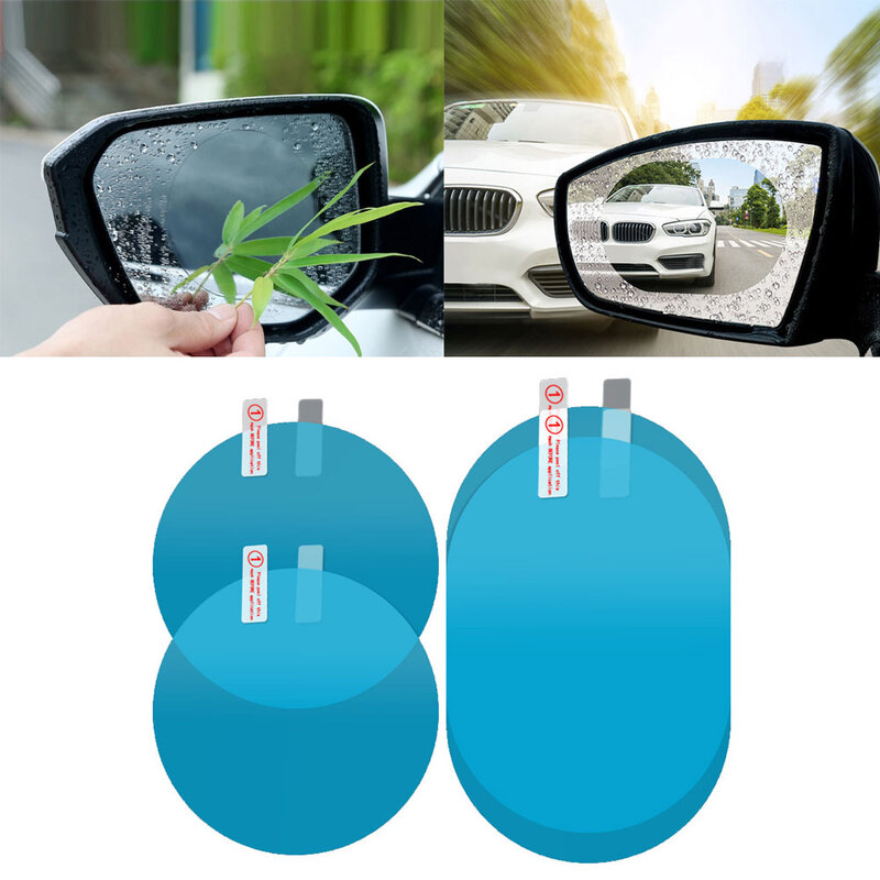 2Pcs Car Rear Mirror Protective Film Anti Fog Car Rearview Mirror Clear Antis Glare Protective Waterproof Film Auto Accessories