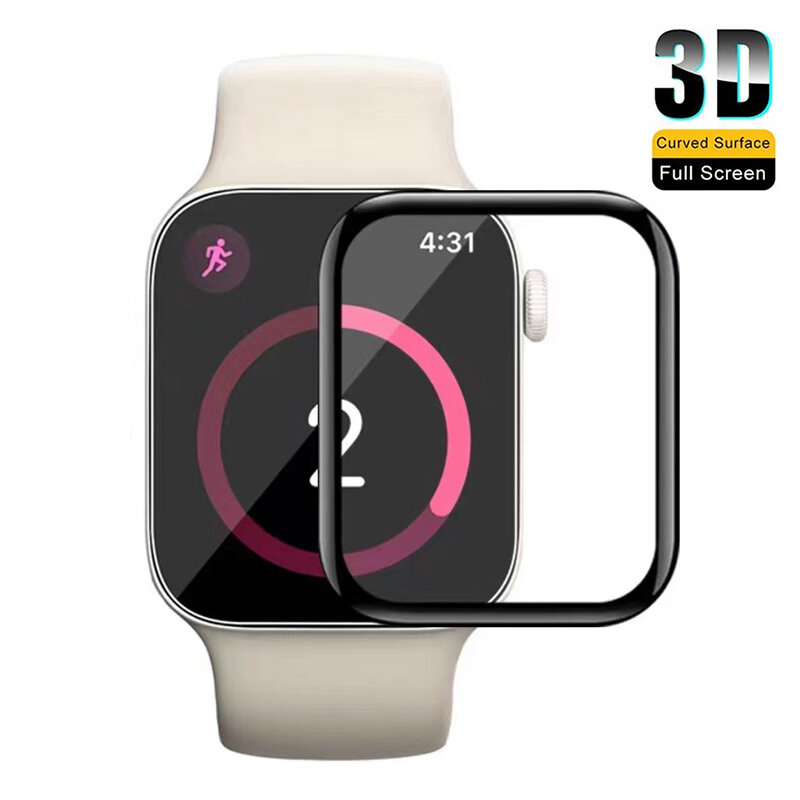 Película protectora de borde curvo 3D para Apple Watch Series 8 7 41mm 45mm Protector de pantalla para Apple Watch Ultra 49mm