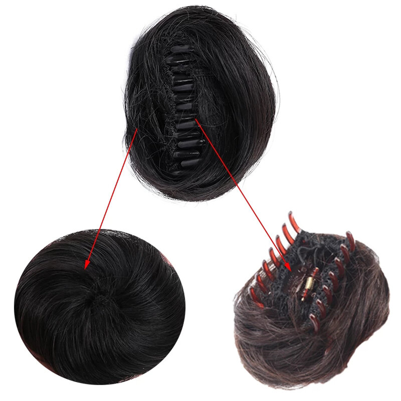 XUANGUANG Synthetic Elastic Hair Scrunchie Chignon Donut Roller Bun Wig Curly Clip in Hair Ponytails Extensions Many colors
