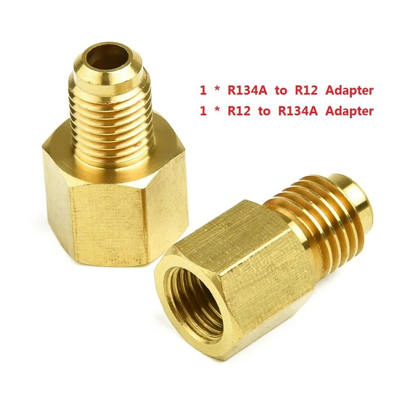 2PCS R12 To R134a R134a To R12 Adapter Kit 1/4 Female Flare 1/2 Acme Male Automotive Brass Adapters Air Conditioning Parts