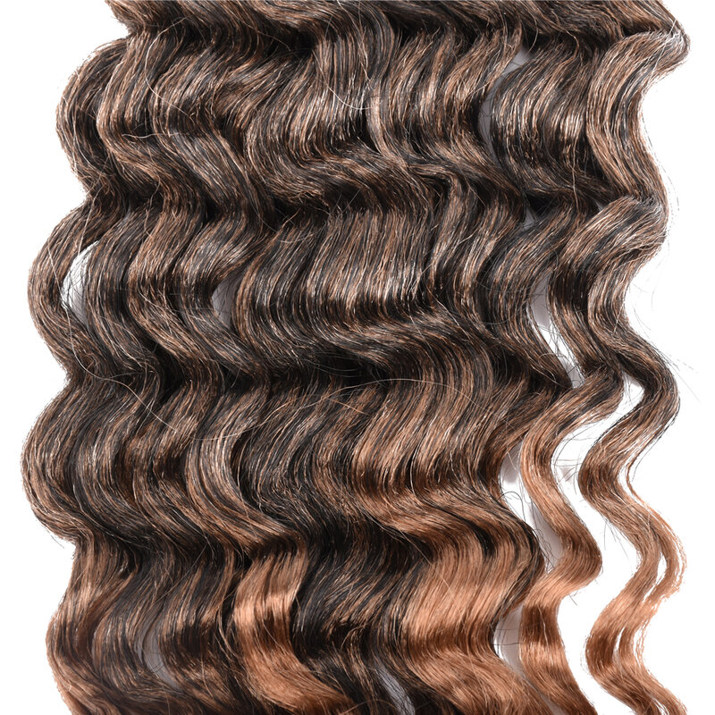 Extensiones de cabello trenzado Afro de ganchillo sintético Natural, pelo largo de onda profunda, rizos degradados, baja temperatura