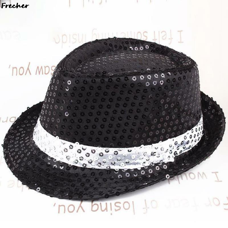 2022 New Fashion Adult Unisex Brilliant Glitter Sequins Hat Dance Show Party Jazz Hat Cap Show Stage Props Beading Caps Fedoras
