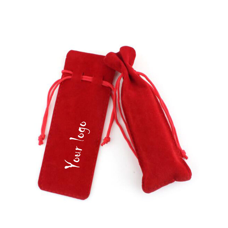 Logotipo personalizado flanela saco de veludo batons relógio jóias sacos de embalagem casamento veludo cordão delineador sobrancelha lápis malotes