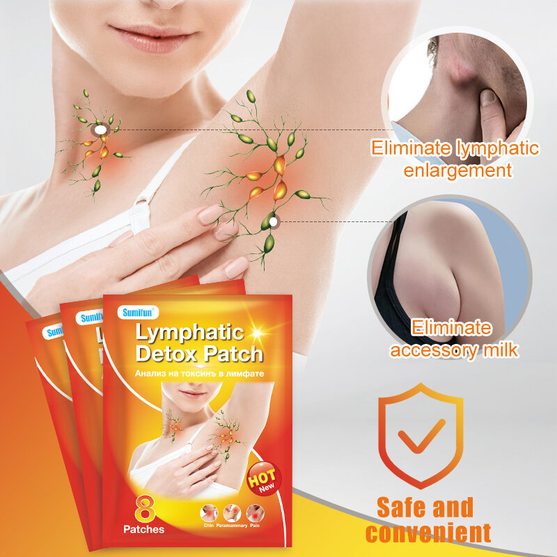 8pcs/40pcs/80pcs Sumifun Herbal Breast Lymphatic Detox Patch Lymphatic Drainage Plaster Anti-Swelling Pain Relief Sticker K08601