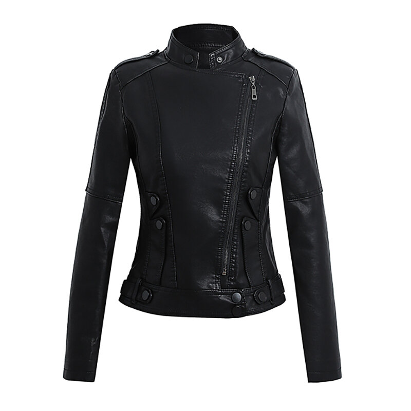 New Autumn Women Pu Leather Jacket Woman Zipper Short Coat Female Black Punk Bomber Faux Leather Outwear spring  girl Blazer