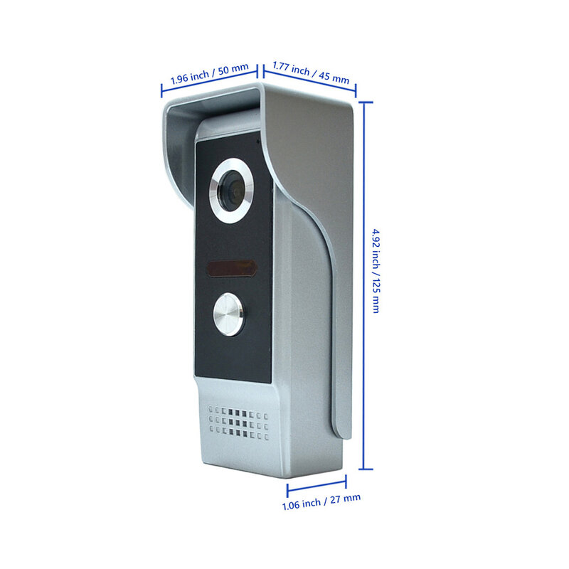 Visiophone de porte en alliage d'aluminium de 7 pouces, système d'interphone vidéo, caméra de vision nocturne pour villa