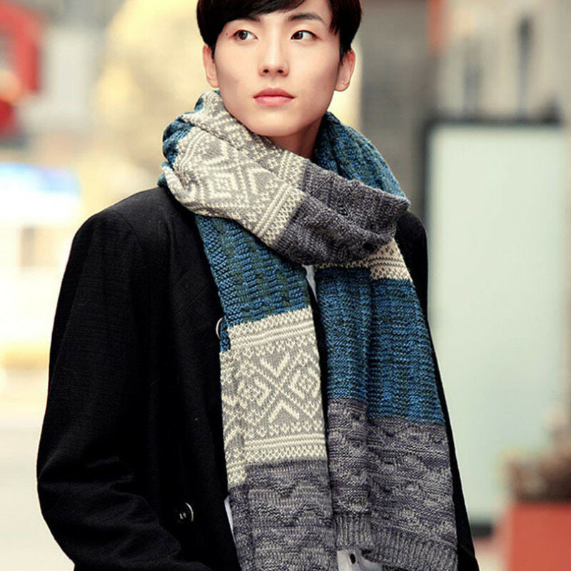 Écharpe épaisse rayée en laine pour homme, chaude, longue, tricot, mode coréenne, pour fille et garçon, étudiants, collection hiver 2021