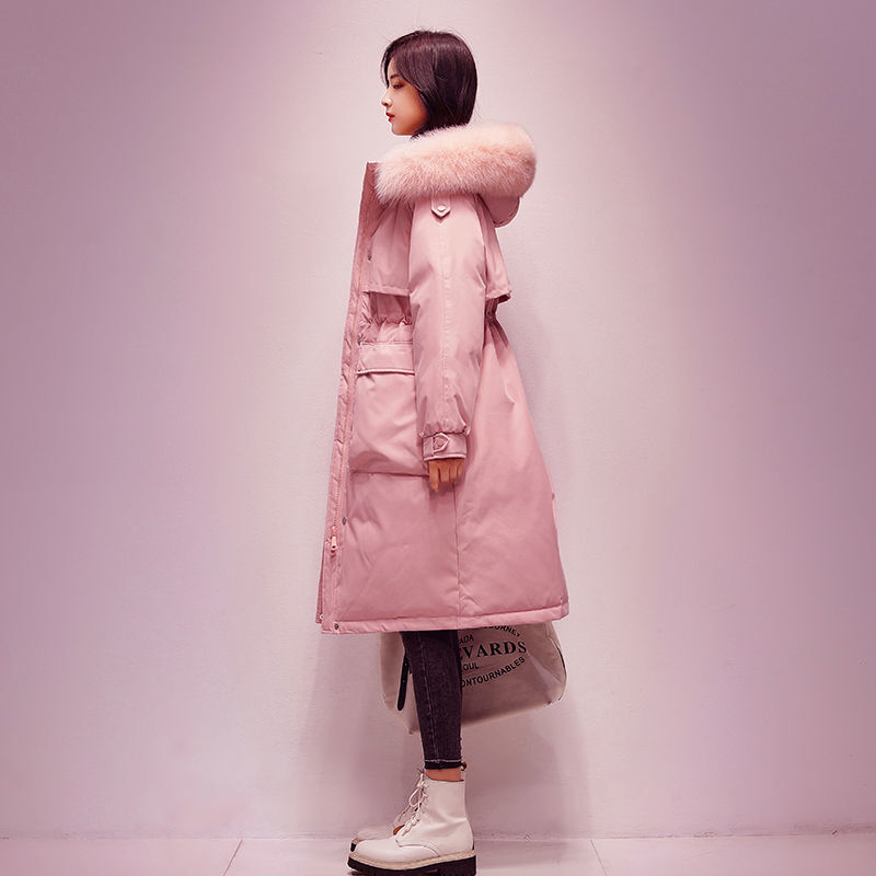 Модный женский зимний пуховик средней длины 2021 новый стиль воротник из лисьего меха Корейская свободная парка пальто женская одежда JF22646