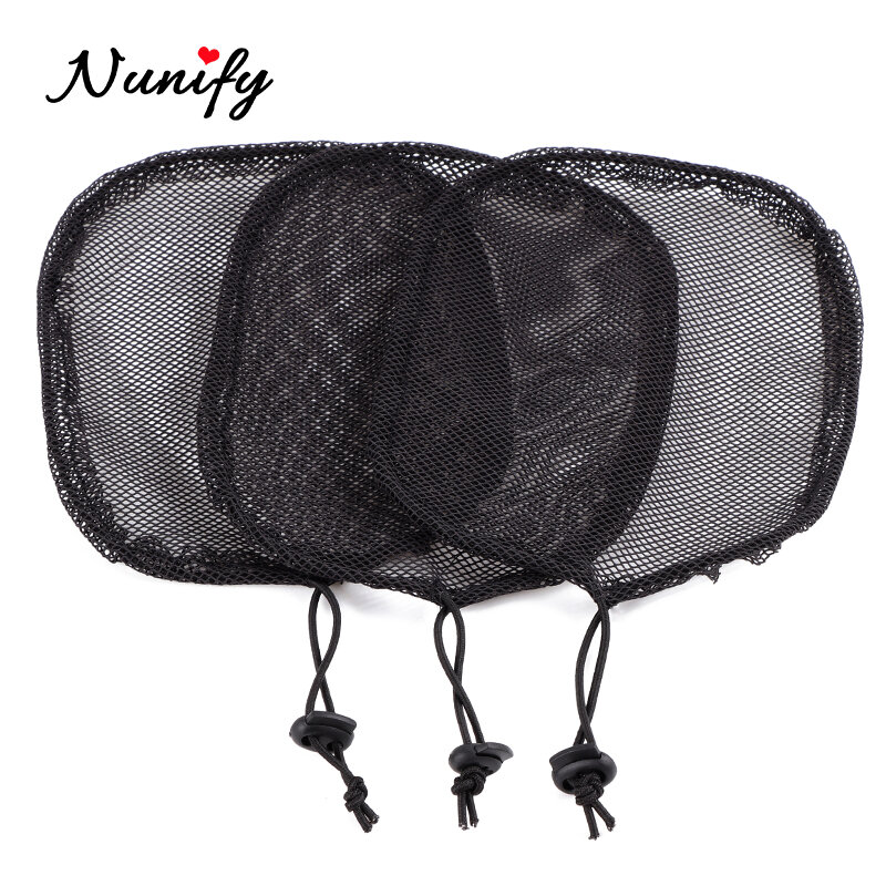 Nunify TOP Qulity Guleless Hairnet ปรับสายคล้อง Hairnet หางม้าสีดำหมวกสำหรับทำผม Bun ผม