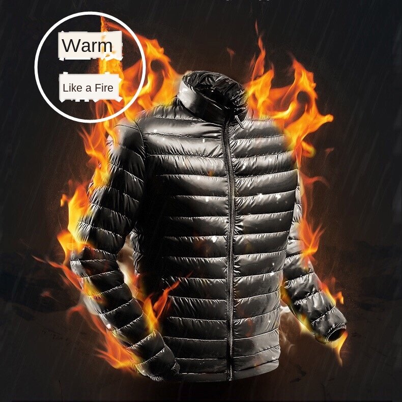 メンズスタンドカラーの超軽量ジャケット,秋冬カジュアルスタイルコート,防風,白いダックダウンジャケット,4xl